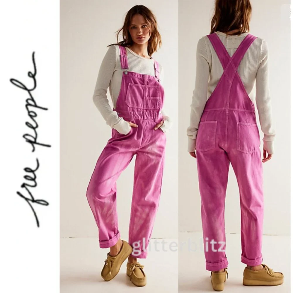 Free People Ziggy Denim Overalls - We the Free - Pink - LAST ONE IN STOCK! - Picture 12 of 16